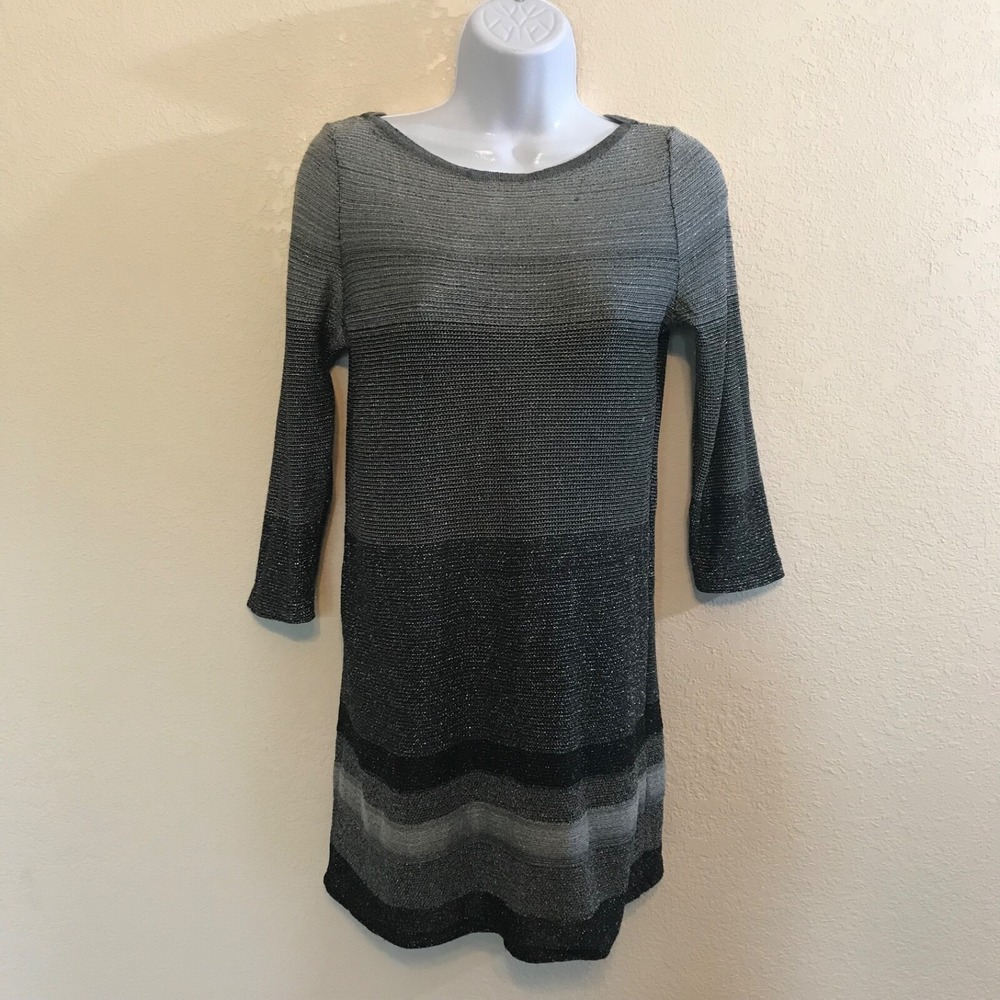 White House Black Market‎ Dress XS Knit Metallic Ombre Sparkle